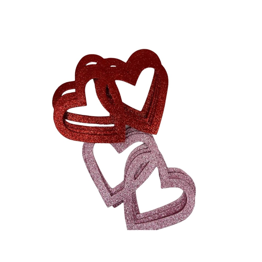 Valentine intertwined hearts pink and red 8 pieces CRAFT supplies